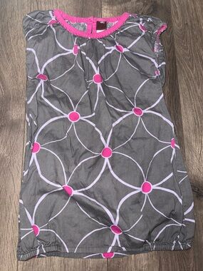 Gray Floral Geometric Shift Dress with Pink Accents